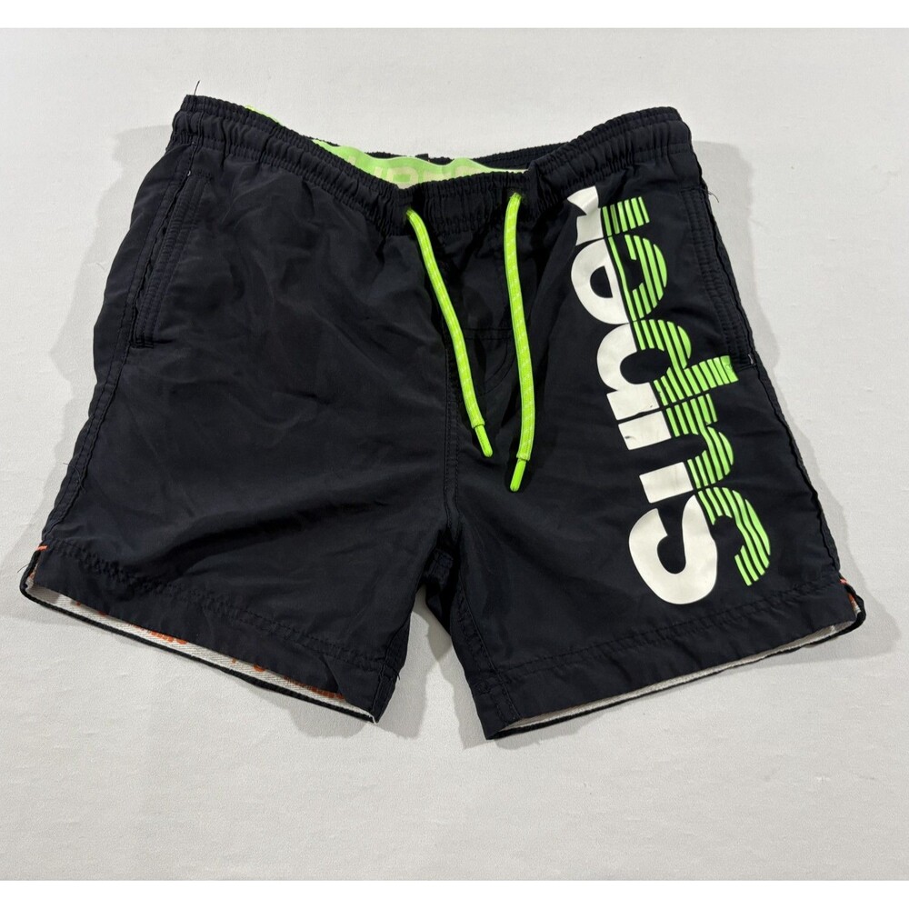 Superdry Premium Lined Swim Shorts Mens Volley Trunks Athletic Black Mesh Sz S